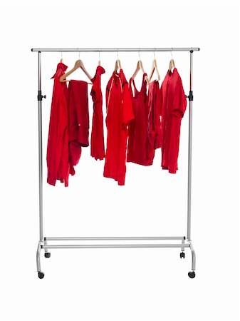 dresses closet - Red clothes on a Rack isolated on white background Photographie de stock - Aubaine LD & Abonnement, Code: 400-04225214