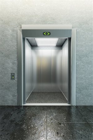 silver gate - modern elevator with open doors Stock Photo - Budget Royalty-Free & Subscription, Code: 400-04225247