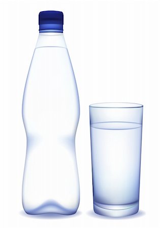 Bottle of water and glass. Vector illustration. Stock Photo - Budget Royalty-Free & Subscription, Code: 400-04225291