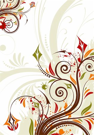 simsearch:400-04680785,k - Grunge floral background with leaf, element for design, vector illustration Fotografie stock - Microstock e Abbonamento, Codice: 400-04225322