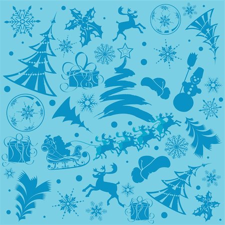simsearch:400-07718917,k - Christmas background with Santa, snowman, snowflakes, element for design, vector illustration Stock Photo - Budget Royalty-Free & Subscription, Code: 400-04225323