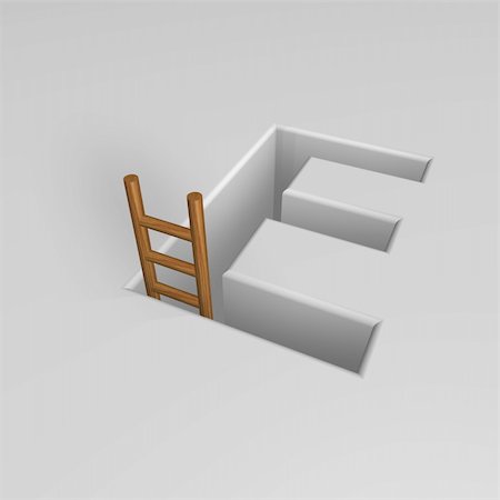 simsearch:400-04741714,k - uppercase letter e shape hole with ladder - 3d illustration Stockbilder - Microstock & Abonnement, Bildnummer: 400-04225404