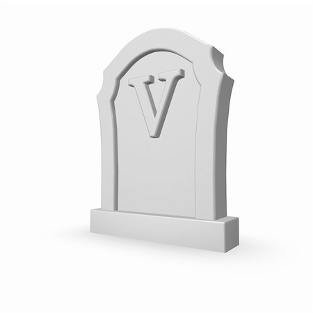 simsearch:400-06420902,k - gravestone with uppercase letter v on white background - 3d illustration Fotografie stock - Microstock e Abbonamento, Codice: 400-04225407