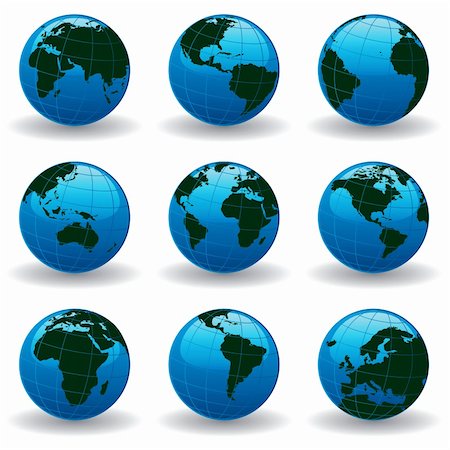 simsearch:400-03970128,k - vector set of world globe Stock Photo - Budget Royalty-Free & Subscription, Code: 400-04225437