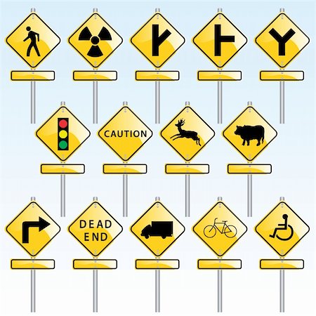 road junction - vector set of various traffic signs Foto de stock - Super Valor sin royalties y Suscripción, Código: 400-04225451