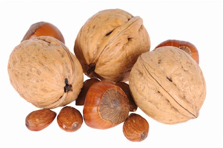 simsearch:400-04173906,k - walnuts and hazelnuts  isolated on white background Stock Photo - Budget Royalty-Free & Subscription, Code: 400-04225829