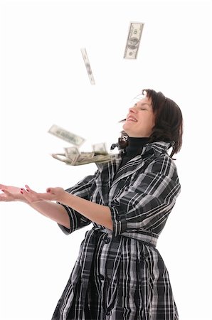 The woman catches money isolated on white background Stock Photo - Budget Royalty-Free & Subscription, Code: 400-04225846