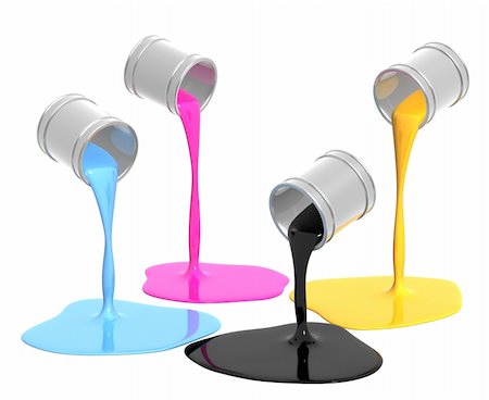 falling paint bucket - Palette CMYK. Objects isolated over white Photographie de stock - Aubaine LD & Abonnement, Code: 400-04225886