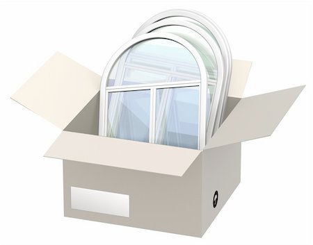 simsearch:400-04285690,k - Window frames in an open box. Isolated over white Stock Photo - Budget Royalty-Free & Subscription, Code: 400-04225888