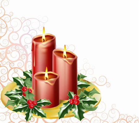 christmas candles and holly with an abstract festive background Stock Photo - Budget Royalty-Free & Subscription, Code: 400-04225880