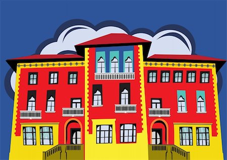 stiven (artist) - Abstract vector illustration of a nice house with a cloud in back of it. Pop-art style Fotografie stock - Microstock e Abbonamento, Codice: 400-04225946