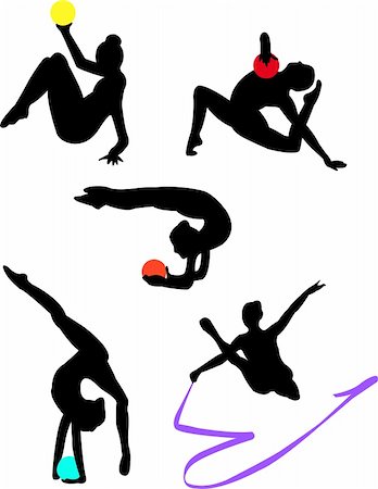 simsearch:400-04596923,k - rhytmicals gymnastics silhouette - vector Stock Photo - Budget Royalty-Free & Subscription, Code: 400-04225957