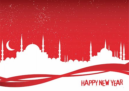 vector cityscape of Istanbul in new year's eve Stock Photo - Budget Royalty-Free & Subscription, Code: 400-04225993