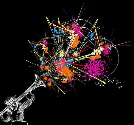 trumpet with colorful abstract decoration Stock Photo - Budget Royalty-Free & Subscription, Code: 400-04226037