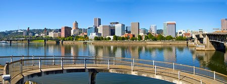 simsearch:400-04748524,k - Portland Oregon Downtown Skyline and Hawthorne Bridge Reflection Panorama 2 Stock Photo - Budget Royalty-Free & Subscription, Code: 400-04226391