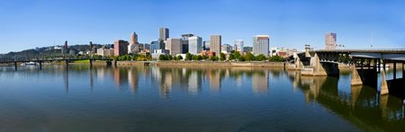 simsearch:400-04748524,k - Portland Oregon Downtown Skyline and Bridges Reflection Panorama 3 Stock Photo - Budget Royalty-Free & Subscription, Code: 400-04226392