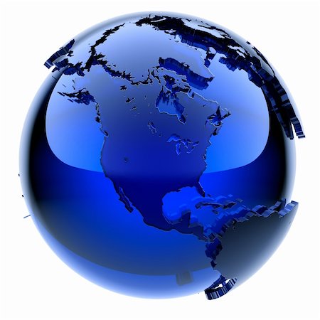 simsearch:400-06363454,k - Blue glass globe with frosted continents a little stand out from the water surface Photographie de stock - Aubaine LD & Abonnement, Code: 400-04226427