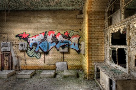 dark hospital hall - The old hospital complex in Beelitz near Berlin which is abandoned since 1994 Stock Photo - Budget Royalty-Free & Subscription, Code: 400-04226507