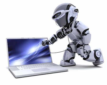simsearch:400-04474827,k - 3D render of robot with computer and stethoscope Fotografie stock - Microstock e Abbonamento, Codice: 400-04226520