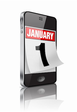 January 1st calendar page turning on a mobile calendar. Fotografie stock - Microstock e Abbonamento, Codice: 400-04226848
