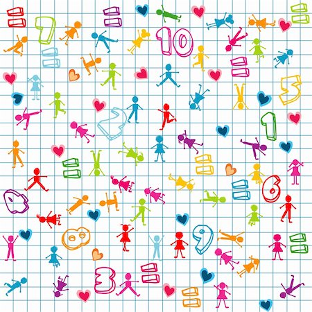 Background with kids and numbers on math page Photographie de stock - Aubaine LD & Abonnement, Code: 400-04226944