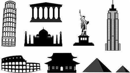 roman towers - landmarks vector silhouettes Stock Photo - Budget Royalty-Free & Subscription, Code: 400-04226964
