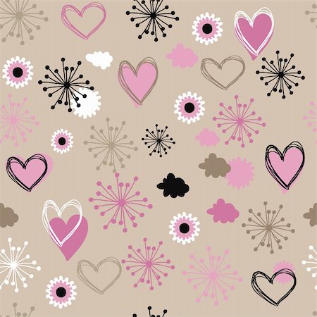 simsearch:400-07176260,k - pattern with  hearts and flowers Photographie de stock - Aubaine LD & Abonnement, Code: 400-04227176