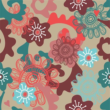 simsearch:400-06553658,k - Colorful seamless pattern - abstract flowers Stock Photo - Budget Royalty-Free & Subscription, Code: 400-04227190