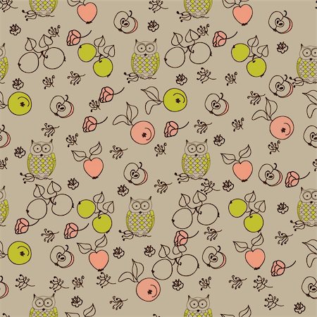Seamless floral pattern with cartoon birds Stock Photo - Budget Royalty-Free & Subscription, Code: 400-04227209