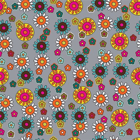 simsearch:400-05879917,k - Colorful seamless pattern - abstract flowers Foto de stock - Super Valor sin royalties y Suscripción, Código: 400-04227227