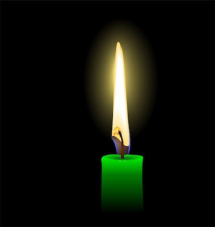 simsearch:400-09050035,k - Realistic illustration of green candle isolated on black background - vector Stock Photo - Budget Royalty-Free & Subscription, Code: 400-04227242