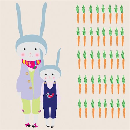 simsearch:400-07918929,k - Cartoon Rabbit mom Stockbilder - Microstock & Abonnement, Bildnummer: 400-04227259