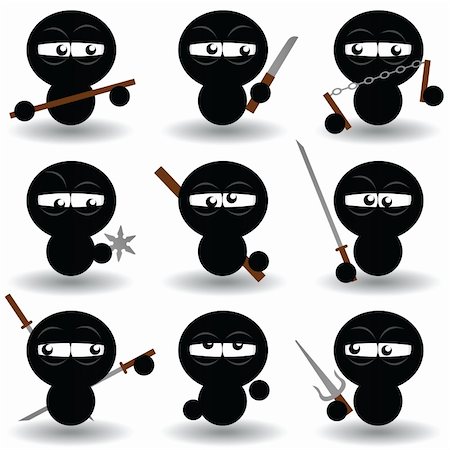 simsearch:400-06860112,k - vector set of ninjas Stock Photo - Budget Royalty-Free & Subscription, Code: 400-04227477