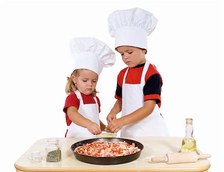 simsearch:400-04114221,k - Kids preparing a surprise meal for their parents - isolated Stock Photo - Budget Royalty-Free & Subscription, Code: 400-04227495