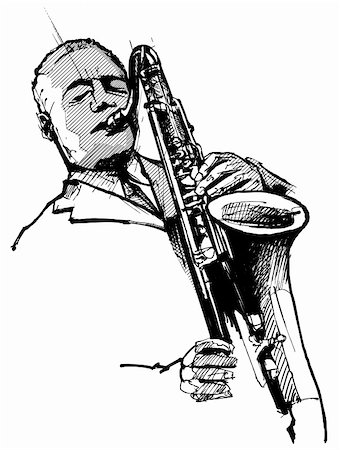 Vector illustration of a saxophonist on a white background Stock Photo - Budget Royalty-Free & Subscription, Code: 400-04227729