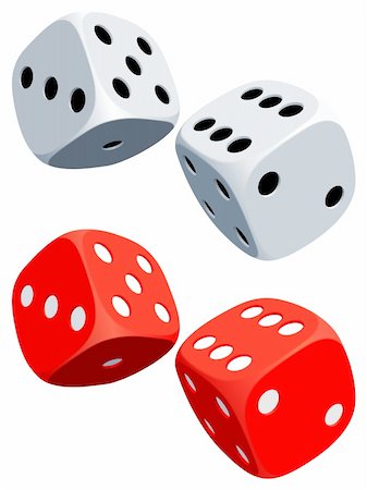 dice game picture - Two white and two red dices. Stock Photo - Budget Royalty-Free & Subscription, Code: 400-04227735