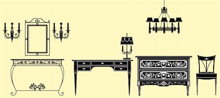 simsearch:400-04362491,k - Vector illustration of original antique furniture collection Stockbilder - Microstock & Abonnement, Bildnummer: 400-04227731