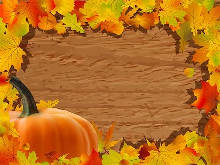 simsearch:400-05270213,k - Autumn background with Pumpkin on wooden board. EPS 8 vector file included Foto de stock - Royalty-Free Super Valor e Assinatura, Número: 400-04227744