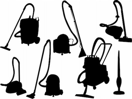 domestic floor cleaners - vacuum cleaner silhouette - vector Stock Photo - Budget Royalty-Free & Subscription, Code: 400-04227765