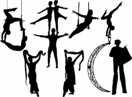 flying trapeze - collection of circus artists silhouette - vector Stock Photo - Budget Royalty-Free & Subscription, Code: 400-04227760