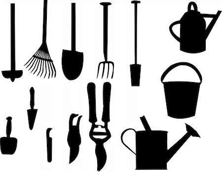 paunovic (artist) - garden tools silhouette - vector Stock Photo - Budget Royalty-Free & Subscription, Code: 400-04227763