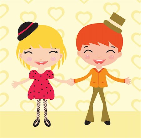 A couple of happy elegant kids holding hands Stock Photo - Budget Royalty-Free & Subscription, Code: 400-04228154