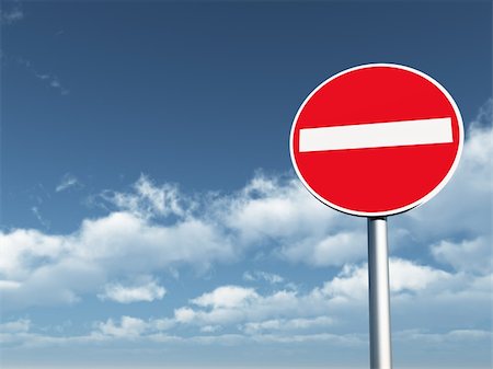 simsearch:400-04450110,k - do not enter - roadsign under cloudy blue sky - 3d illustration Foto de stock - Super Valor sin royalties y Suscripción, Código: 400-04228158