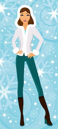 A young fashionable woman in winter clothes Stock Photo - Budget Royalty-Free & Subscription, Code: 400-04228164