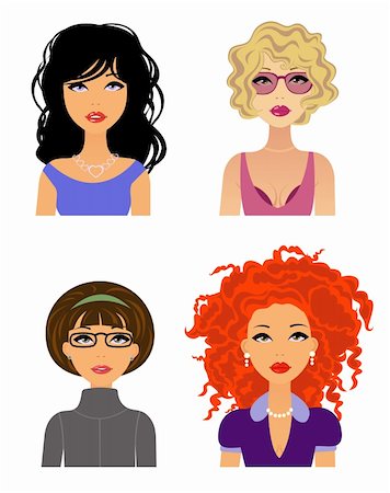 Four girls with different hair styles Foto de stock - Super Valor sin royalties y Suscripción, Código: 400-04228163