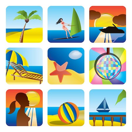 Holiday, Summer and Sea Icons -vector Icon Set Stock Photo - Budget Royalty-Free & Subscription, Code: 400-04228353