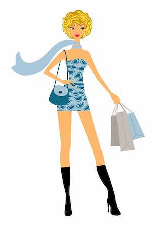 Beautiful blond girl shopping Stock Photo - Budget Royalty-Free & Subscription, Code: 400-04228417