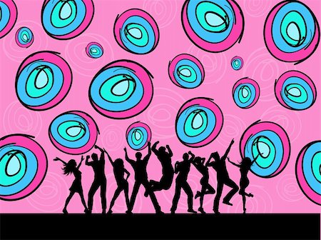 Silhouettes of people dancing on a funky background Stock Photo - Budget Royalty-Free & Subscription, Code: 400-04228427
