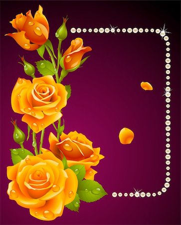 pearl roses banner - Vector rose and pearls frame. Design element. Stock Photo - Budget Royalty-Free & Subscription, Code: 400-04228433