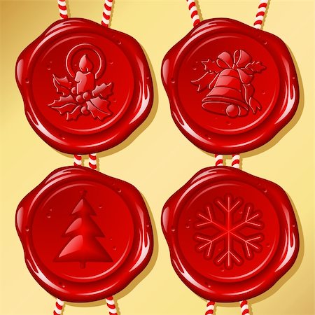 ringed seal - Set of Christmas sealing wax Photographie de stock - Aubaine LD & Abonnement, Code: 400-04228468